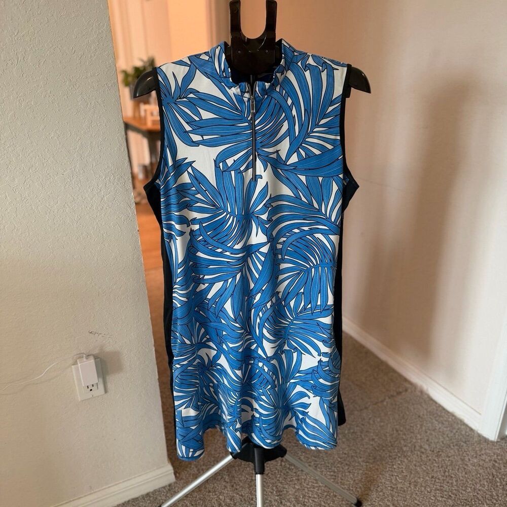 Tail Activewear Blue & White Tropical Floral Sleeveless Golf Dress Women’s XL